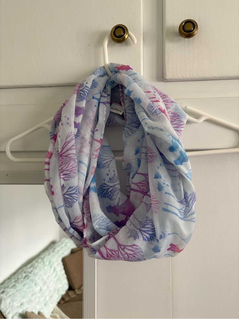 Disney Frozen 2 Infinity Scarf - Light Blue, Pink & Purple Forest Print